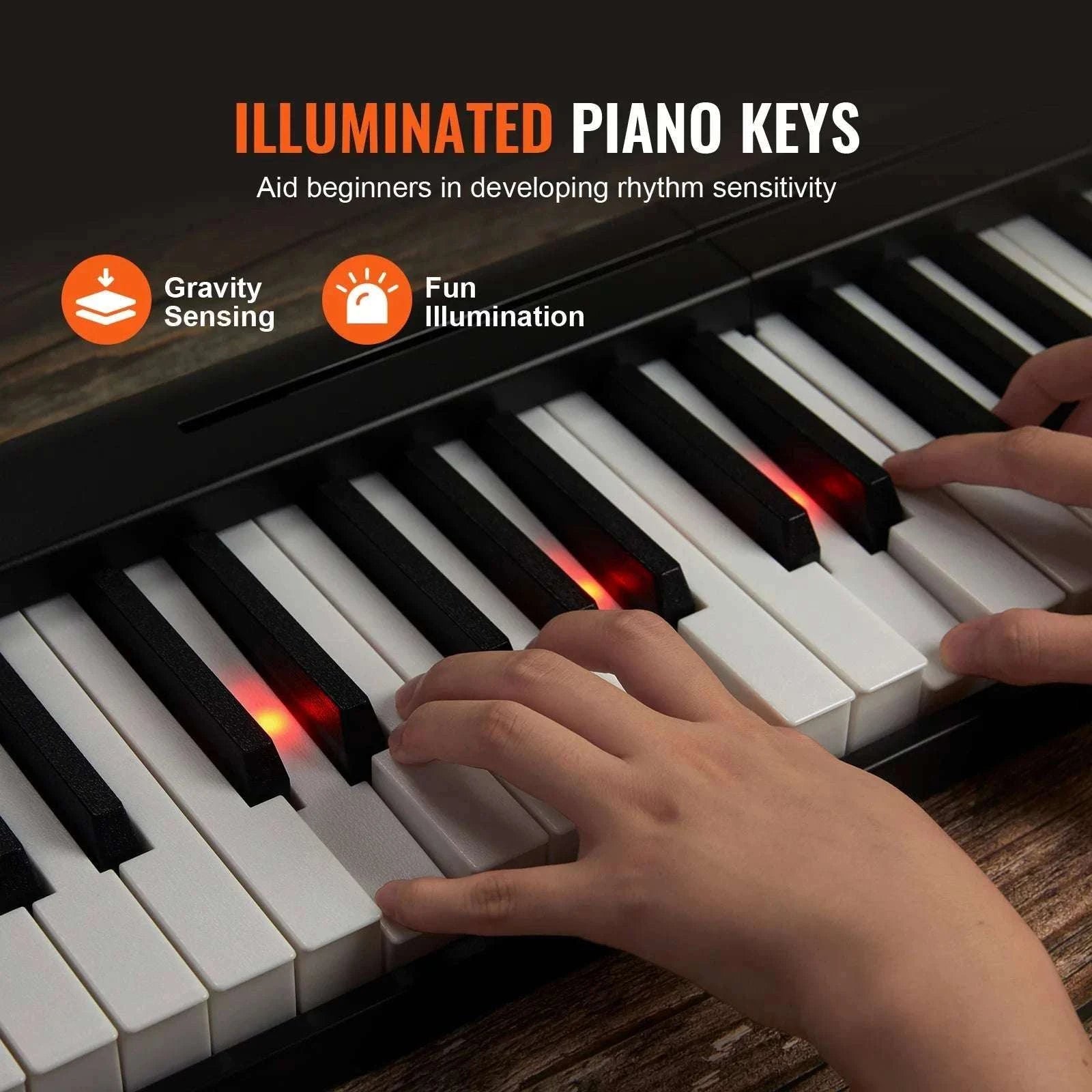 Foldable 61/88-Key Bluetooth MIDI Keyboard Piano with Rechargeable Battery-88 Keys Black / CZECH REPUBLIC