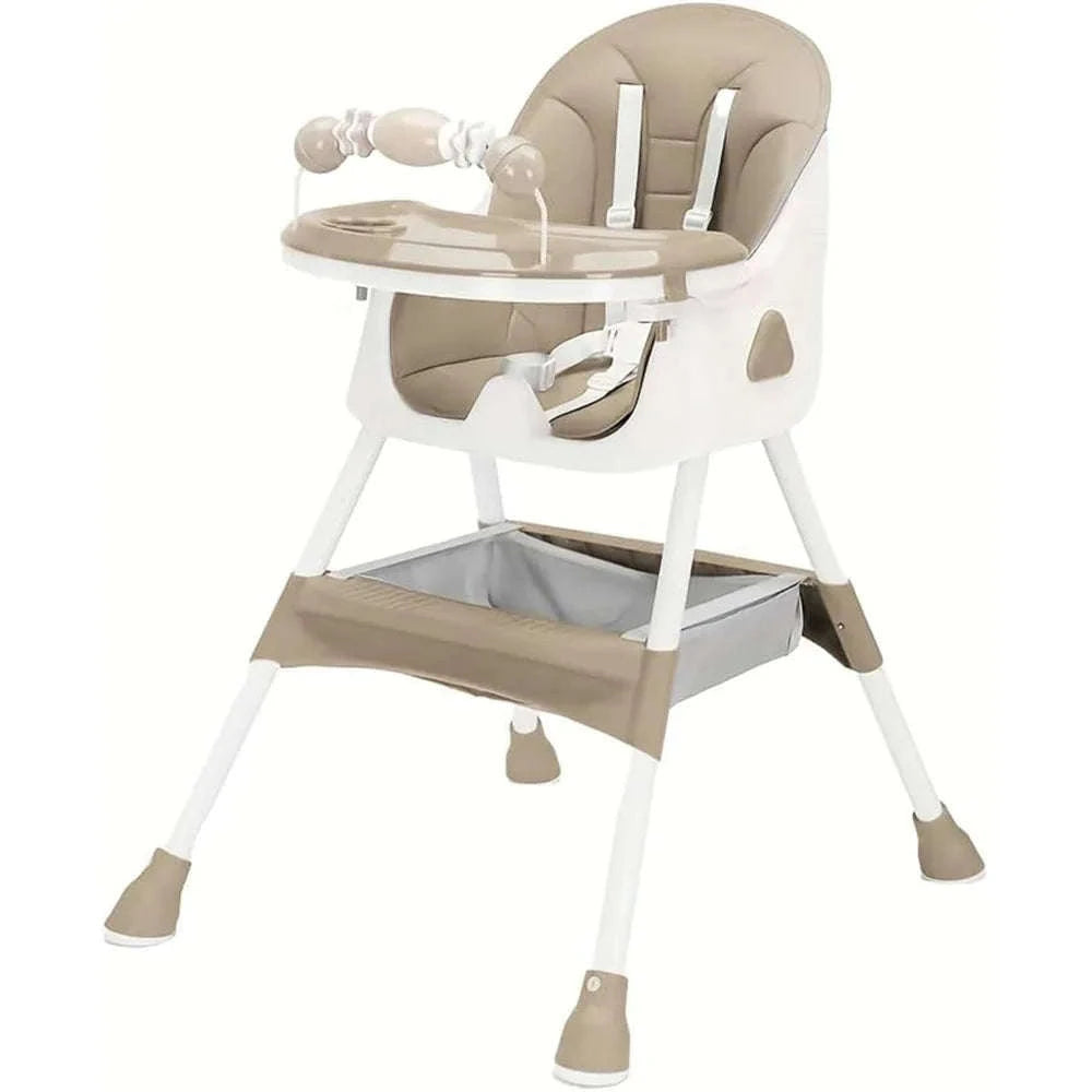 Foldable Baby High Chair with Tray and Toy Rack-Grey / Poland