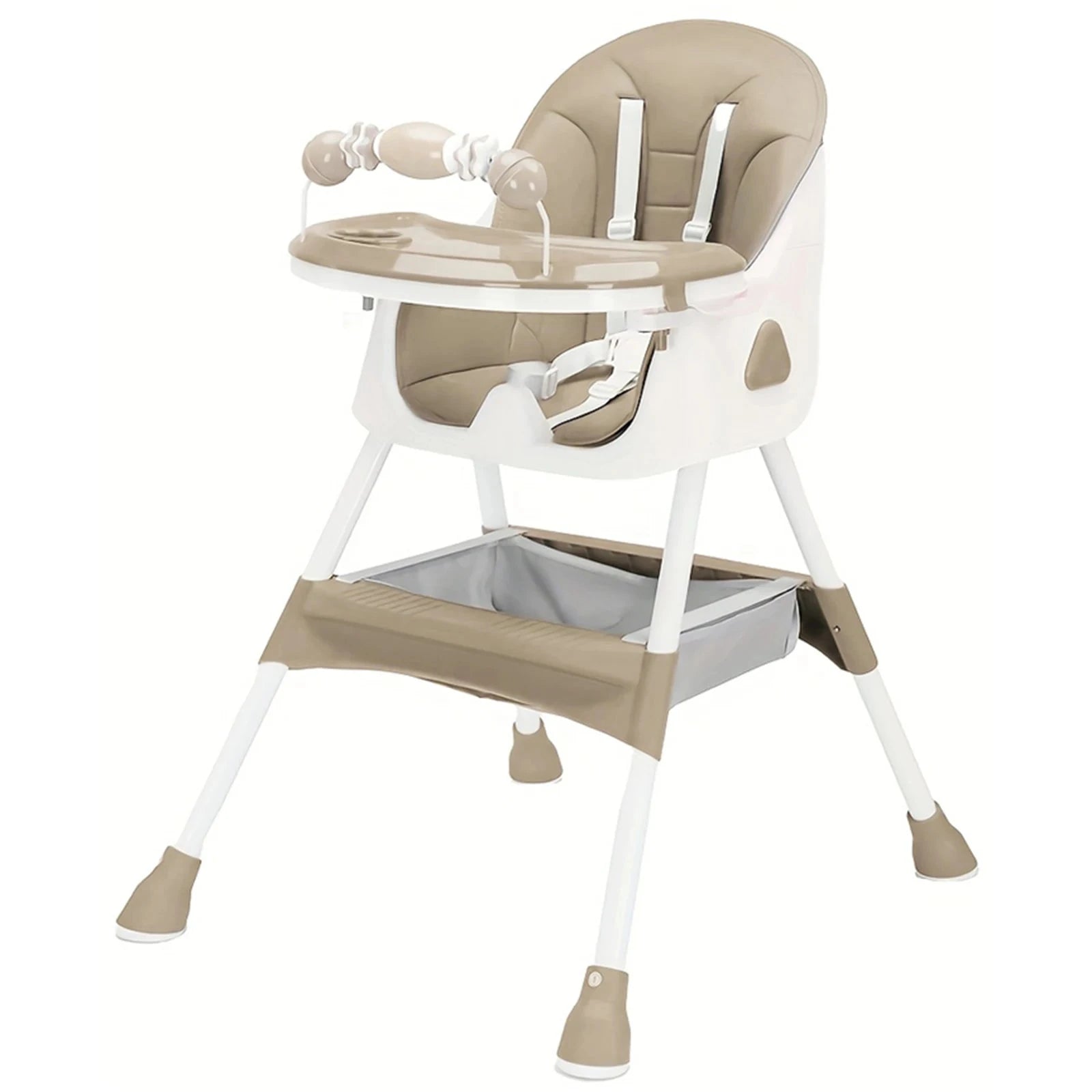 Foldable Baby High Chair with Tray and Toy Rack-Grey / Poland