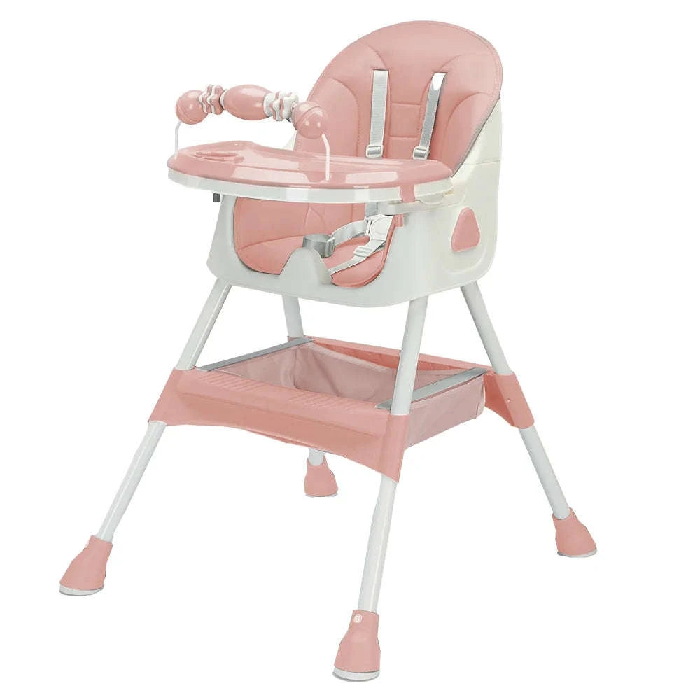 Foldable Baby High Chair with Tray and Toy Rack-Grey / Poland