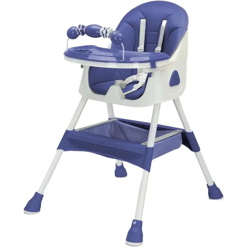Foldable Baby High Chair with Tray and Toy Rack-Grey / Poland