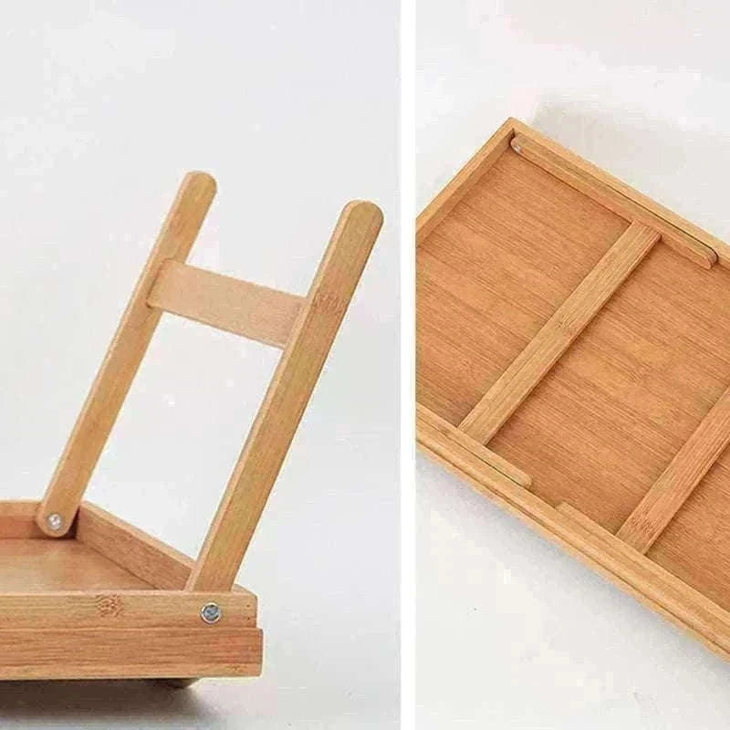 Foldable Bamboo Laptop Desk Bed Tray with Storage 50cm-yellow