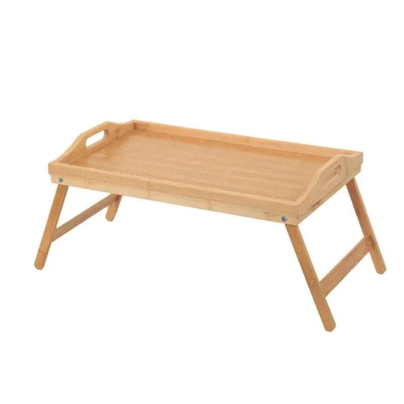 Foldable Bamboo Laptop Desk Bed Tray with Storage 50cm-yellow