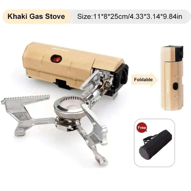 Foldable Butane Gas Stove 2670W for Camping and Travel-Khaki