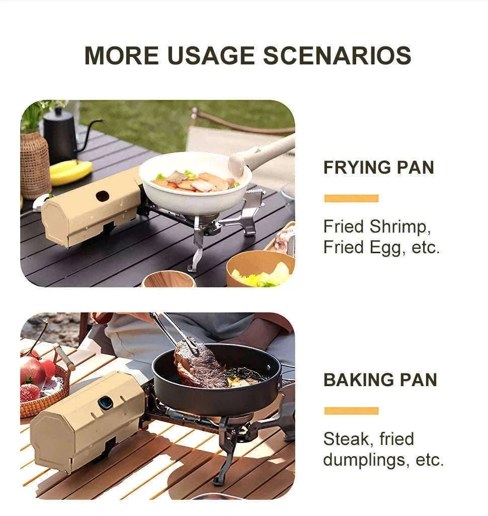 Foldable Butane Gas Stove 2670W for Camping and Travel-Khaki