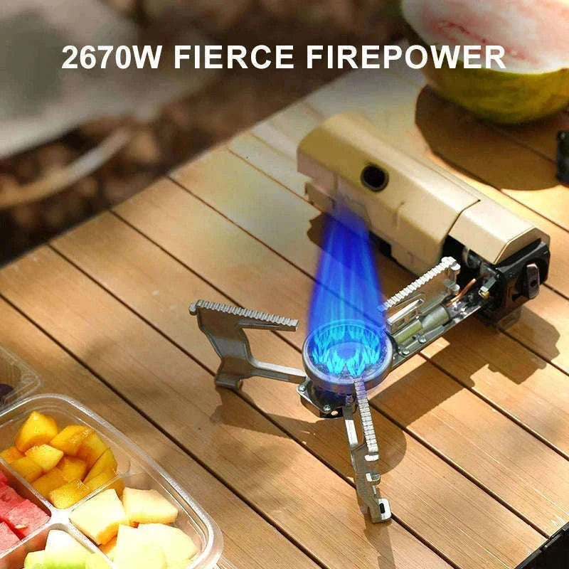 Foldable Butane Gas Stove 2670W for Camping and Travel-Khaki