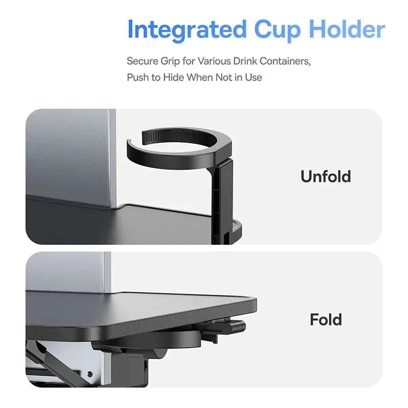 Foldable Car Back Seat Tray Table with Cup & Phone Holder-black
