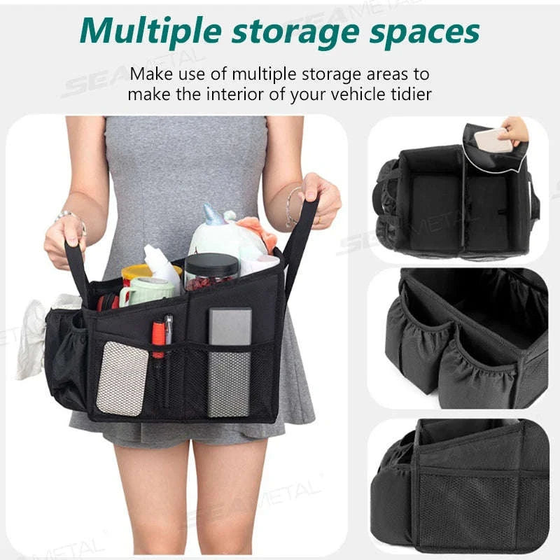 Foldable Car Seat Organizer Multi-Pocket Large Capacity Storage Bag Waterproof Oxford Cloth-1 pc