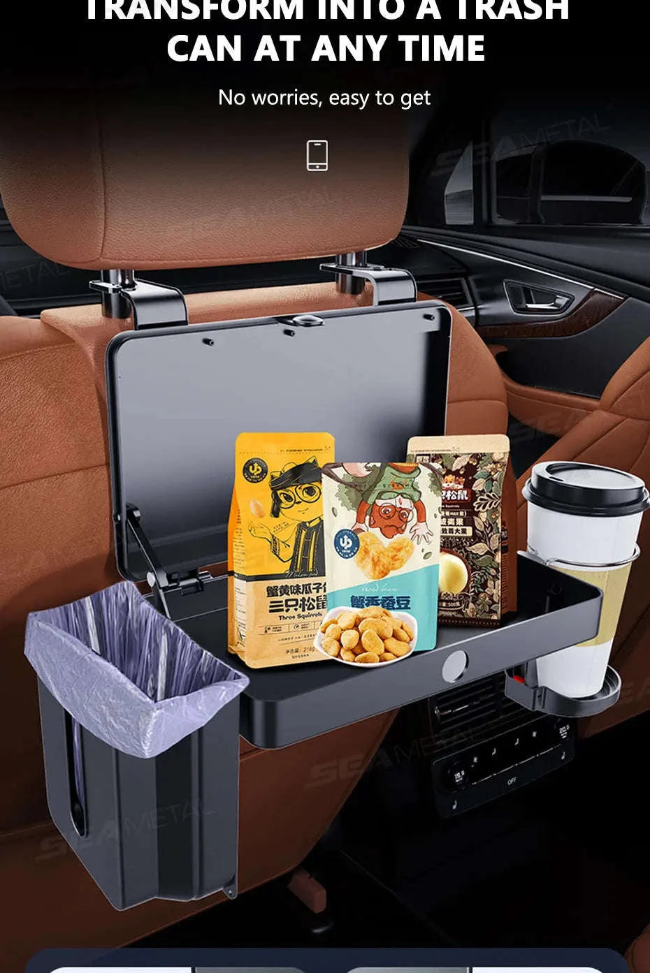 Foldable Car Seat Tray Table with Drink Holder-Default Title