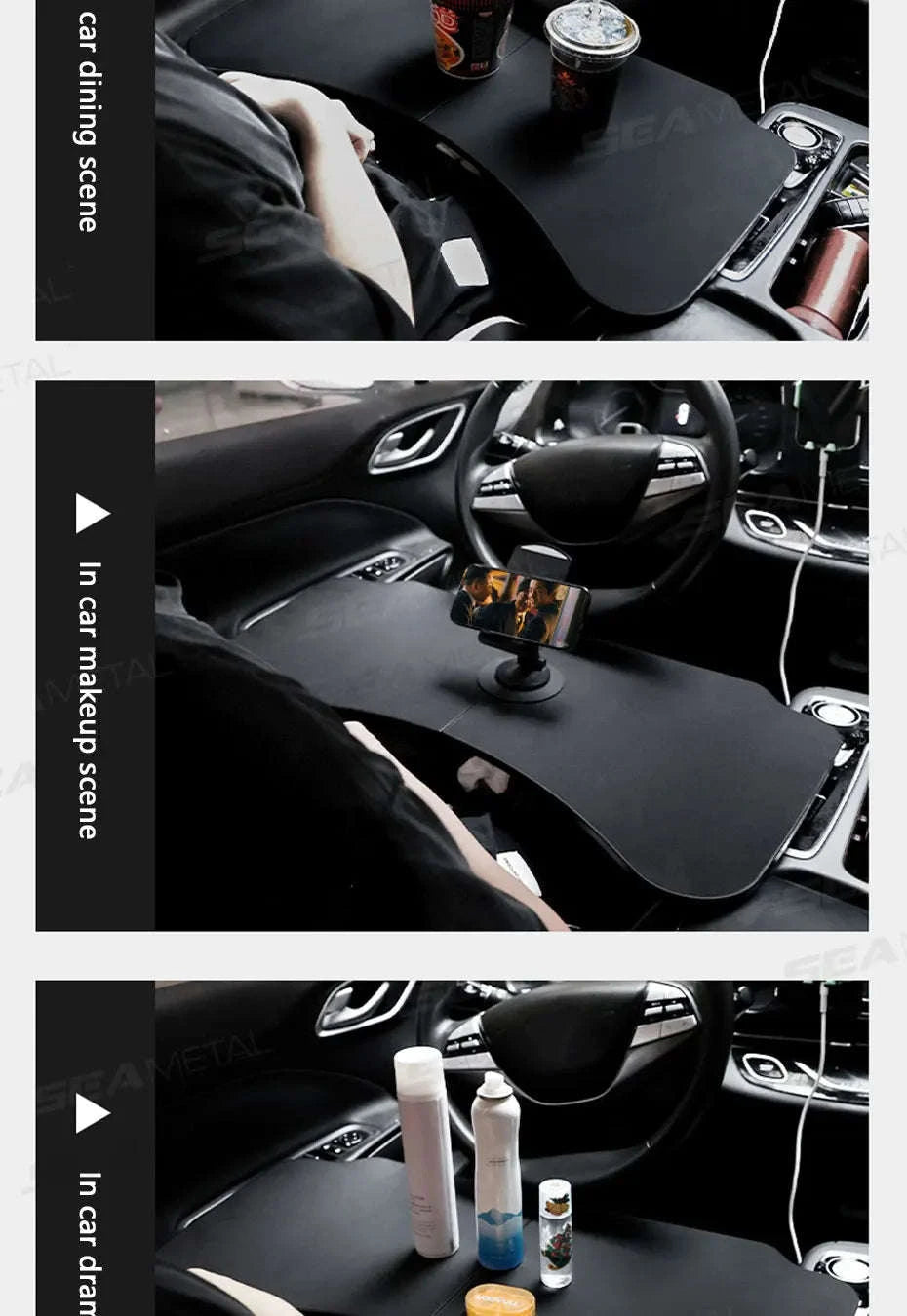 Foldable Car Tray Table for Laptop and Dining-Black