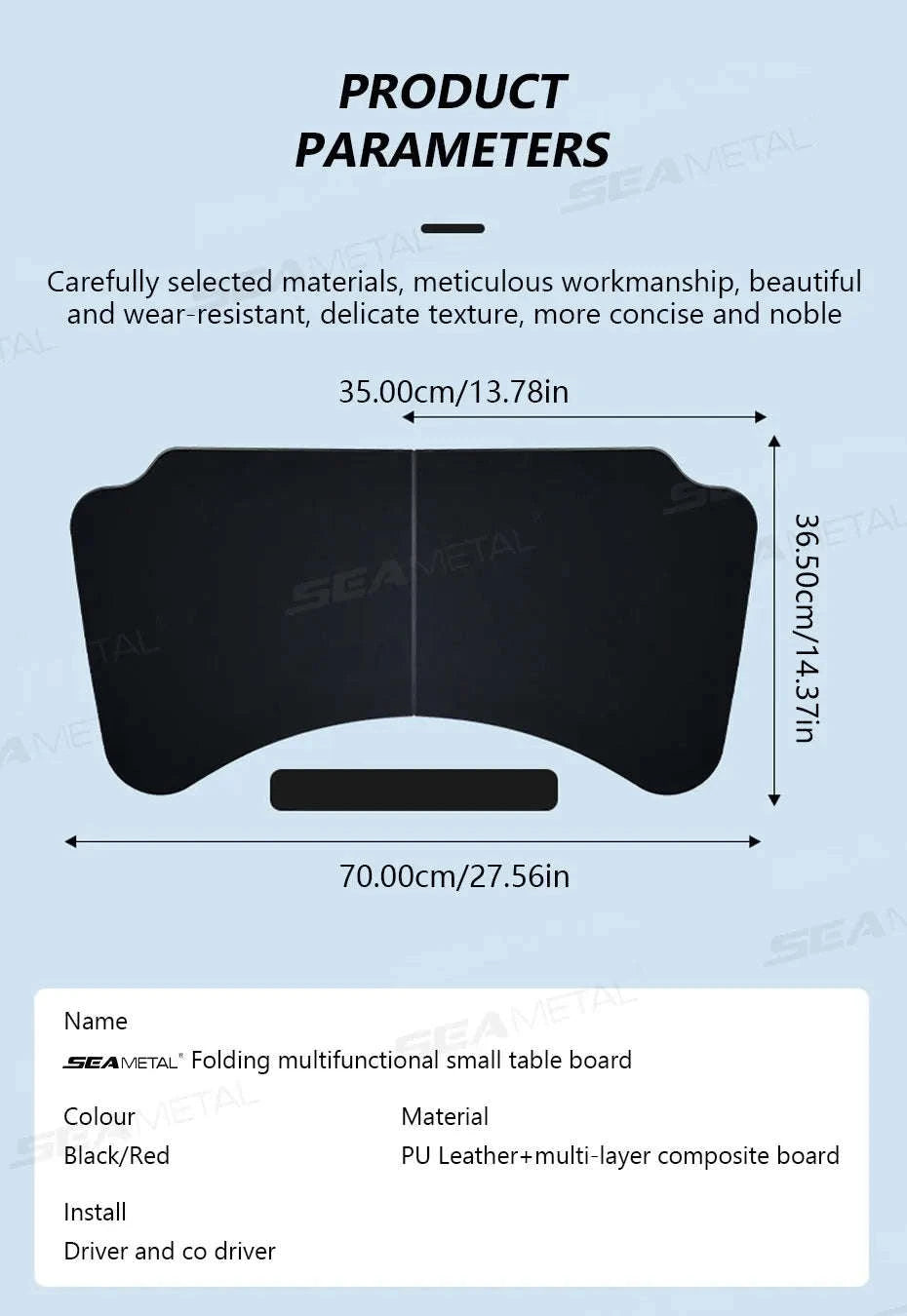 Foldable Car Tray Table for Laptop and Dining-Black
