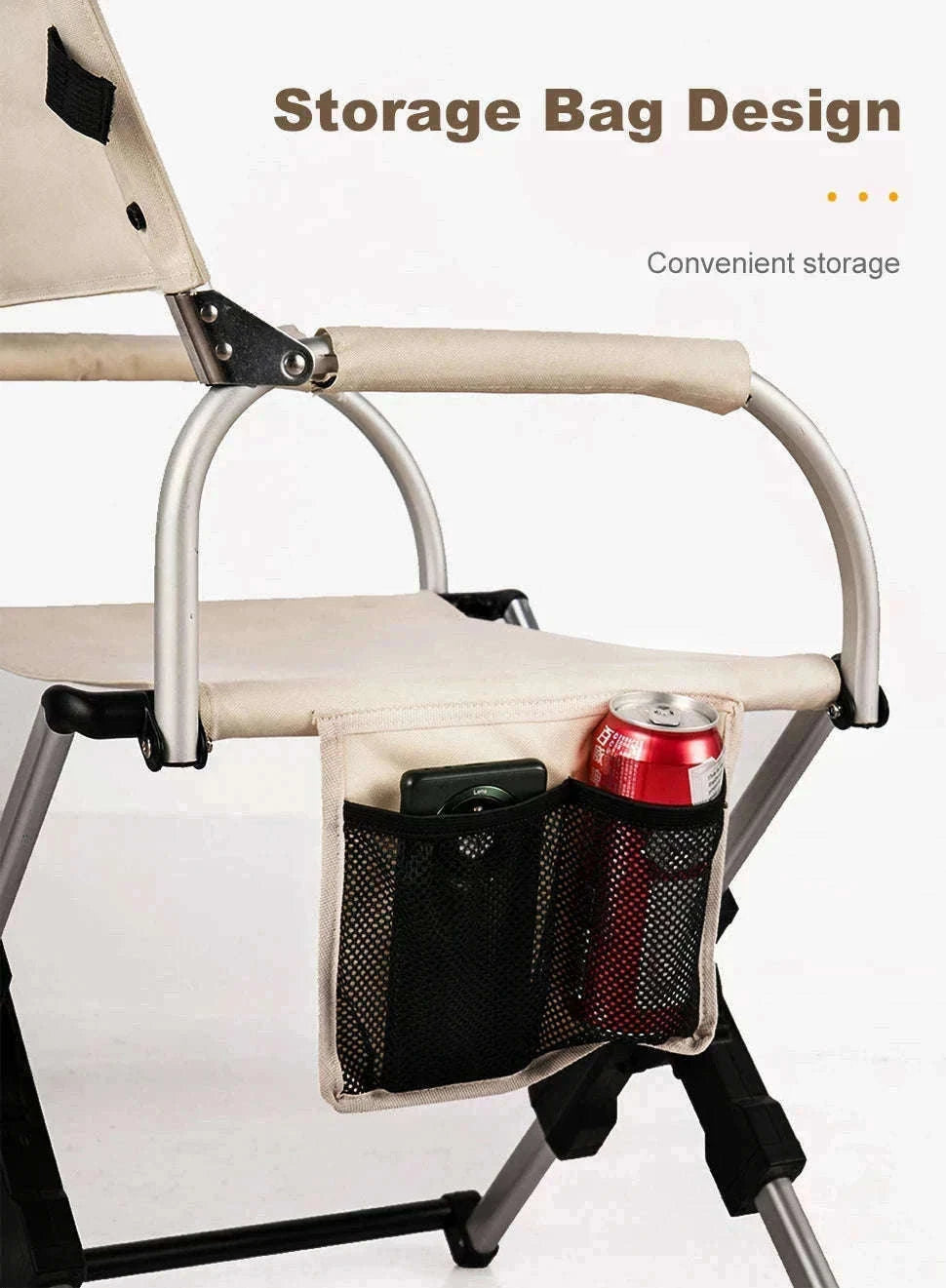 Foldable Director’s Chair for Camping, Beach and Fishing-Beige