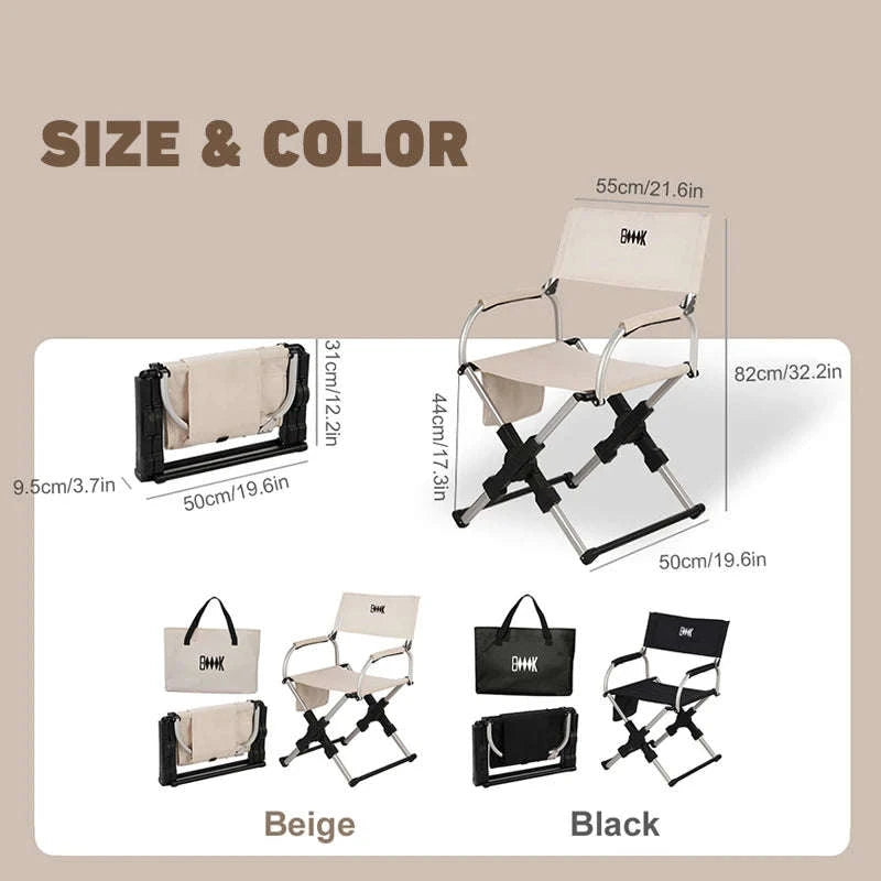 Foldable Director’s Chair for Camping, Beach and Fishing-Beige