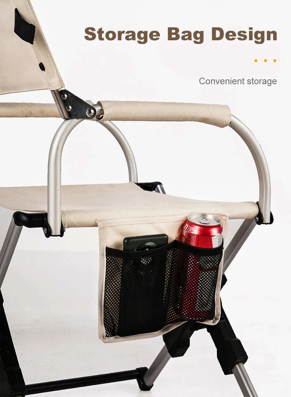 Foldable Director’s Chair for Camping, Beach and Fishing-Beige