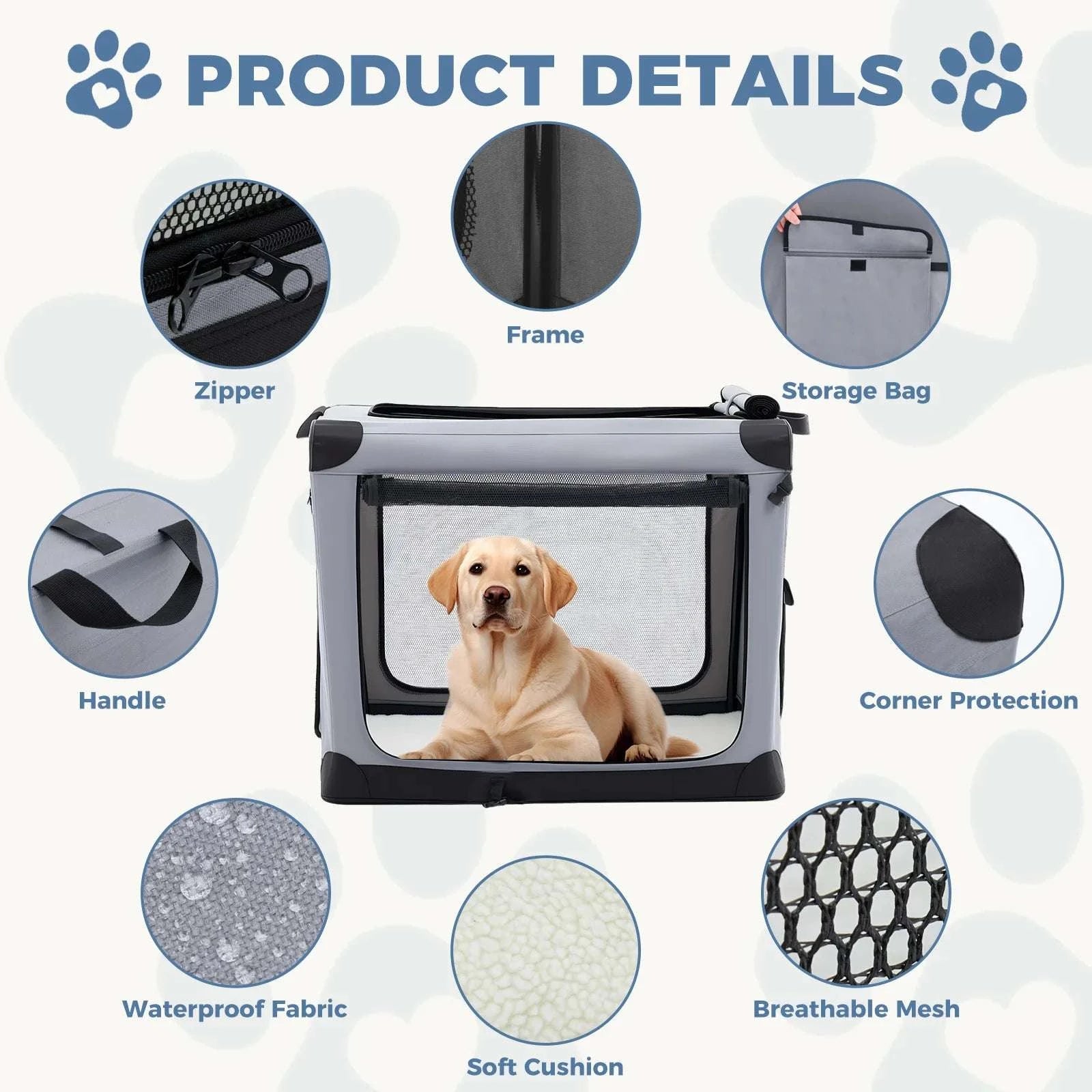 Foldable Dog Playpen with Door for Indoor & Outdoor Use-black / 24IN / United States