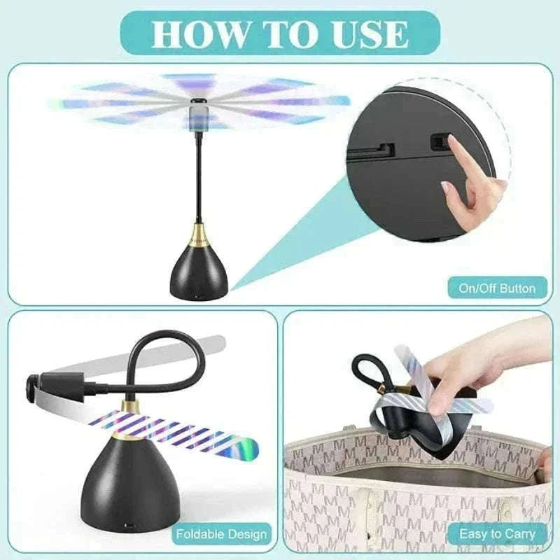 Foldable Fly Repellent Fan Set for Tables and Meals-B-2 Flowerpot