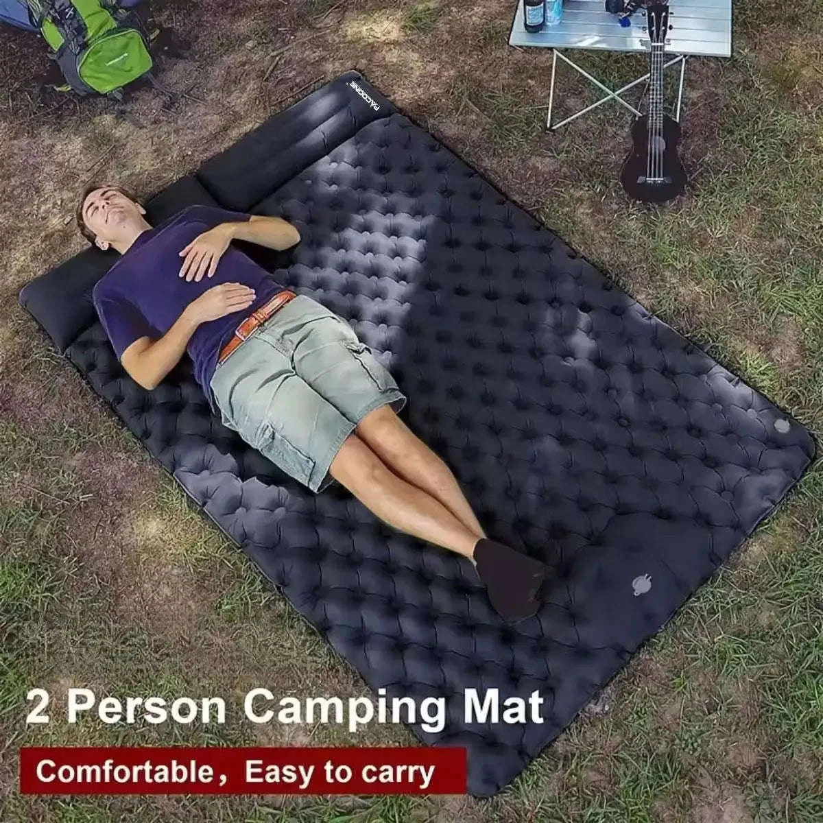 Foldable Inflatable Mattress for Camping and Indoor Sleeping-Army green / United States