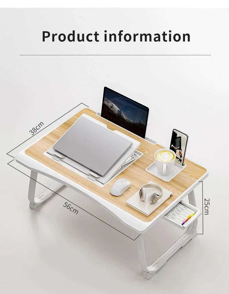 Foldable Laptop Desk with Drawers – Adjustable Reading & Bed Tray-TQUC4060PK / United States