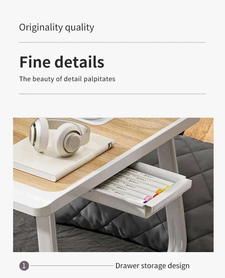 Foldable Laptop Desk with Drawers – Adjustable Reading & Bed Tray-TQUC4060PK / United States