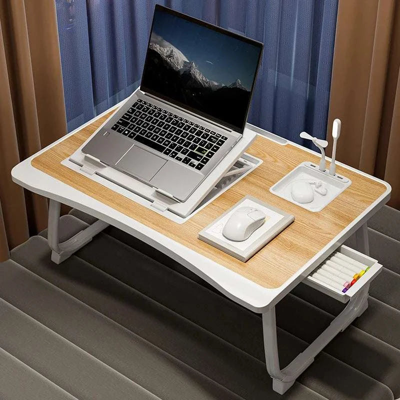 Foldable Laptop Desk with Drawers – Adjustable Reading & Bed Tray-TQUC4060PK / United States