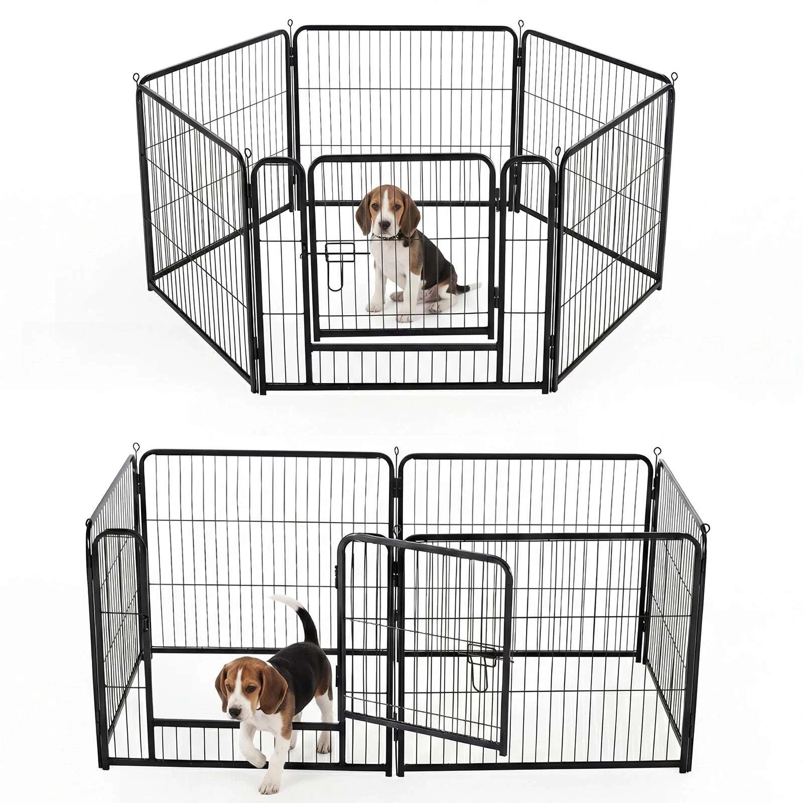 Foldable Metal Dog Playpen with Door for Indoor Outdoor Use-24 Inch / United States