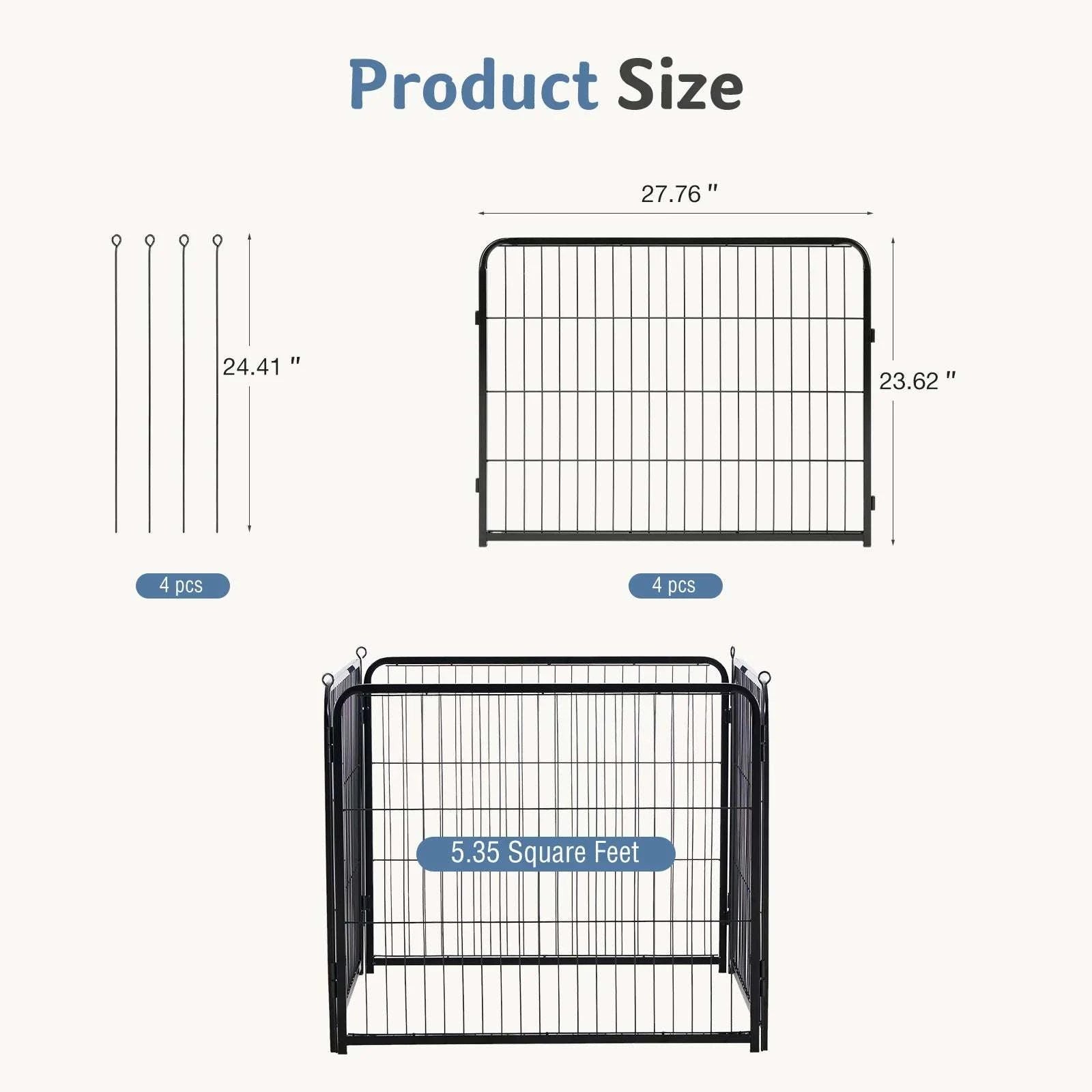 Foldable Metal Dog Playpen with Door for Indoor & Outdoor Use-40 Inch / United States