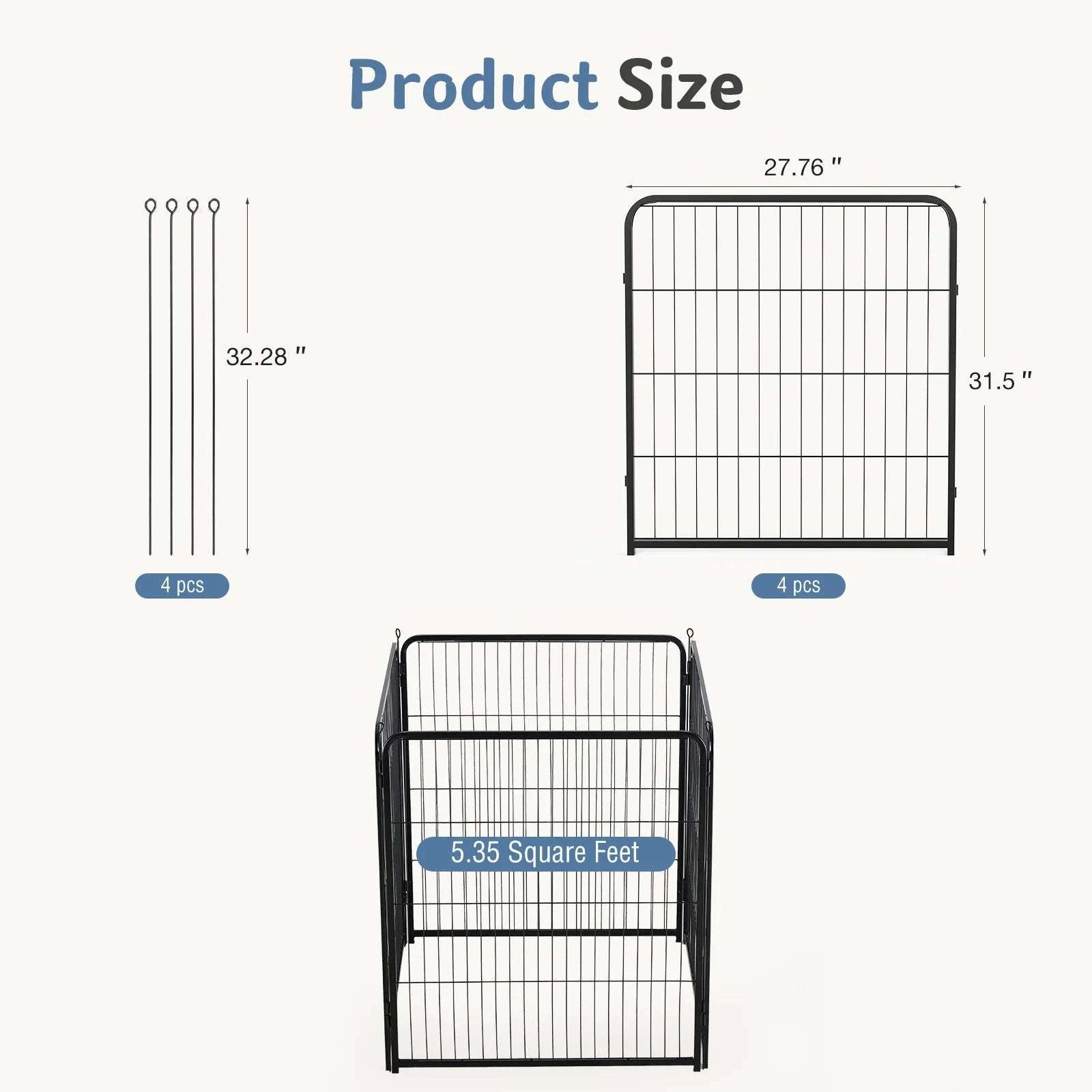 Foldable Metal Dog Playpen with Door for Indoor & Outdoor Use-40 Inch / United States