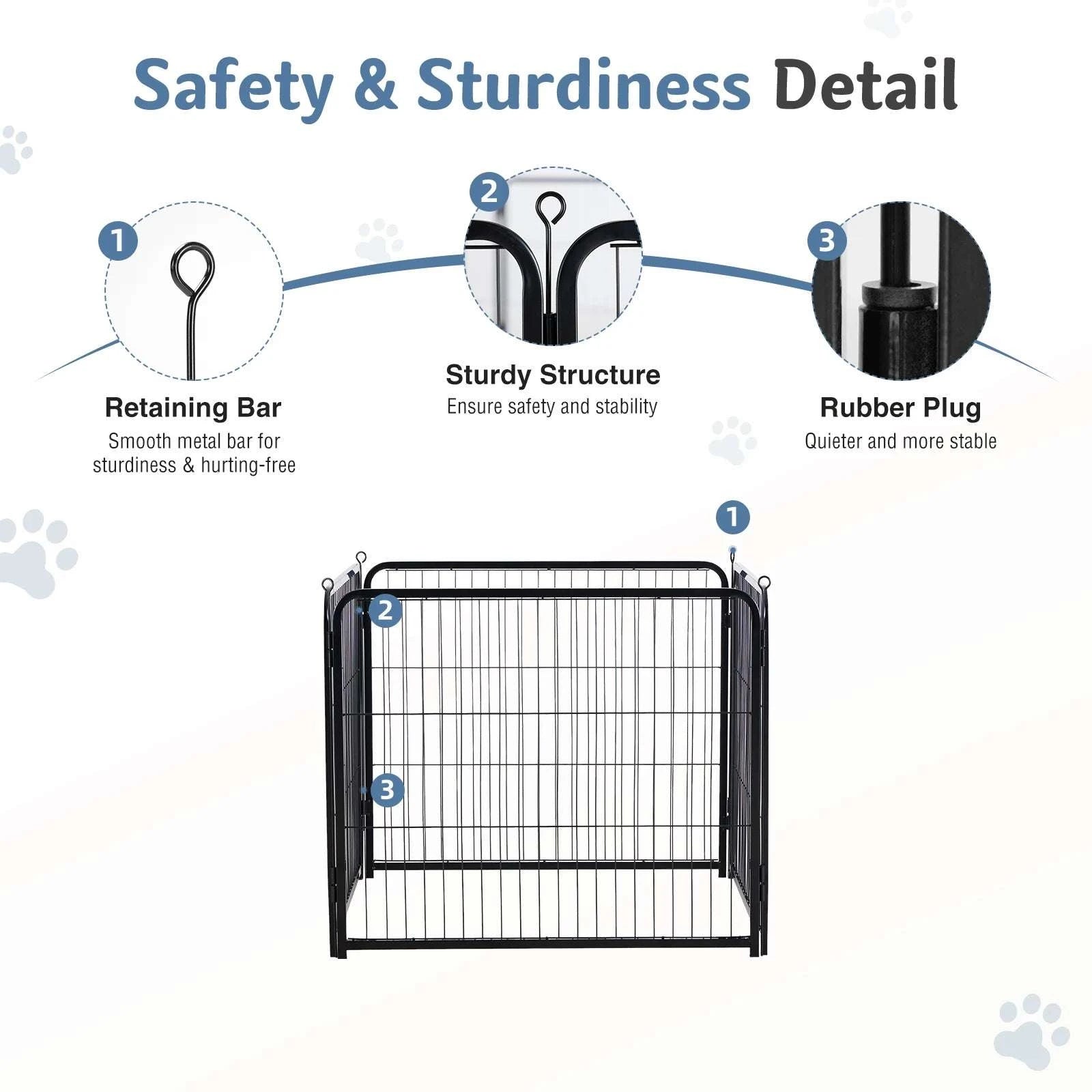 Foldable Metal Dog Playpen with Door for Indoor & Outdoor Use-40 Inch / United States