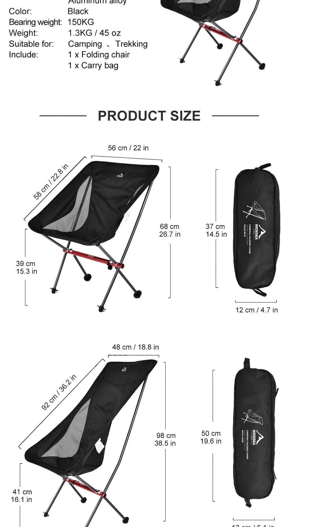 Foldable Outdoor Chair for Camping, Fishing, Beach and Picnic-WSCH-002B