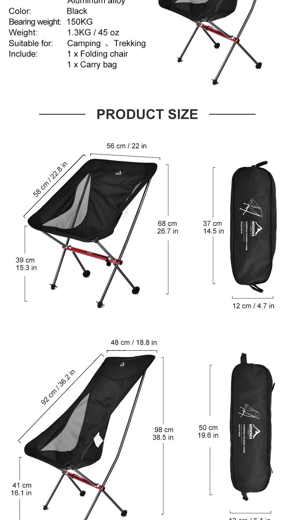 Foldable Outdoor Chair for Camping, Fishing, Beach and Picnic-WSCH-002B