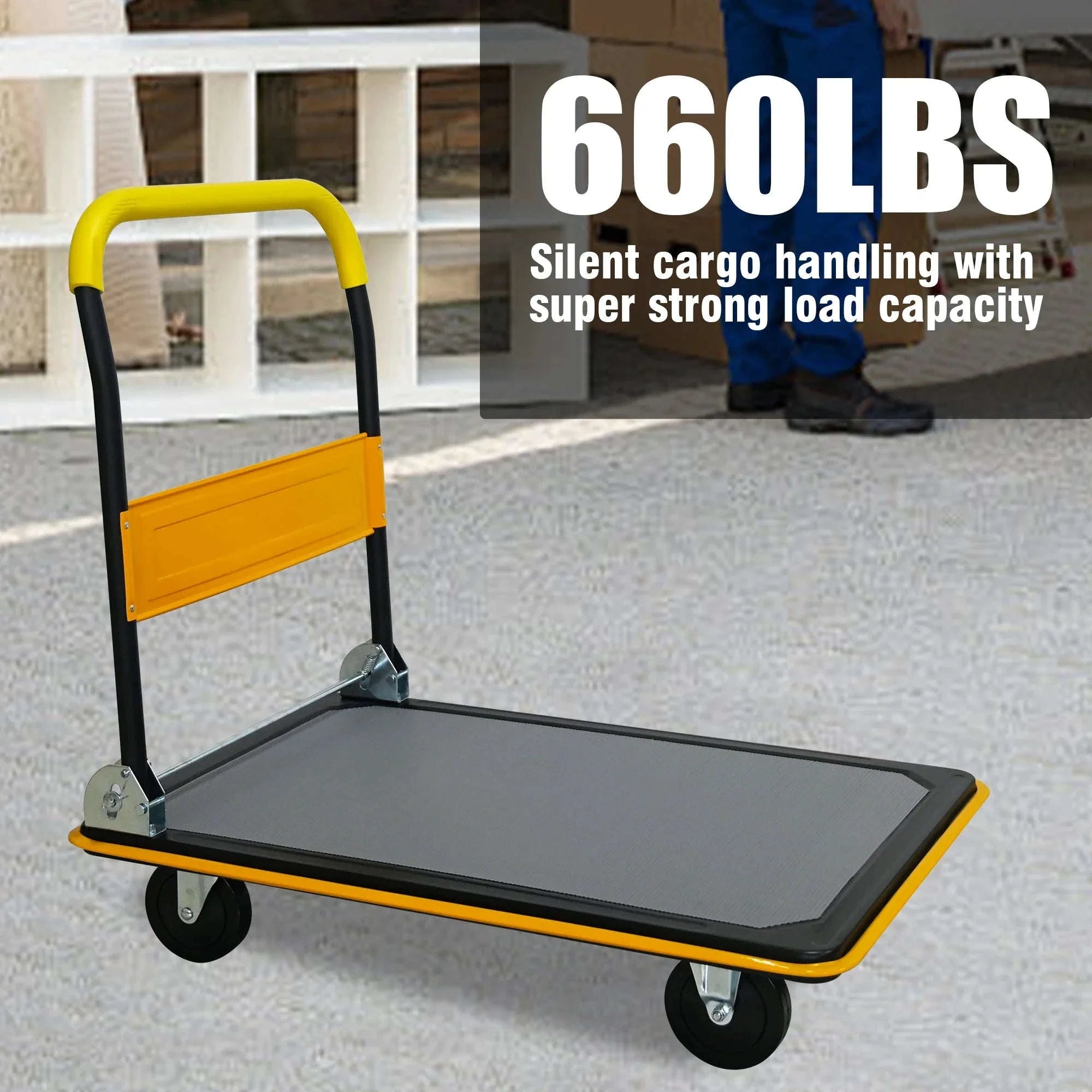 Foldable Platform Cart 660 lbs Heavy Duty Hand Truck-Green / United States