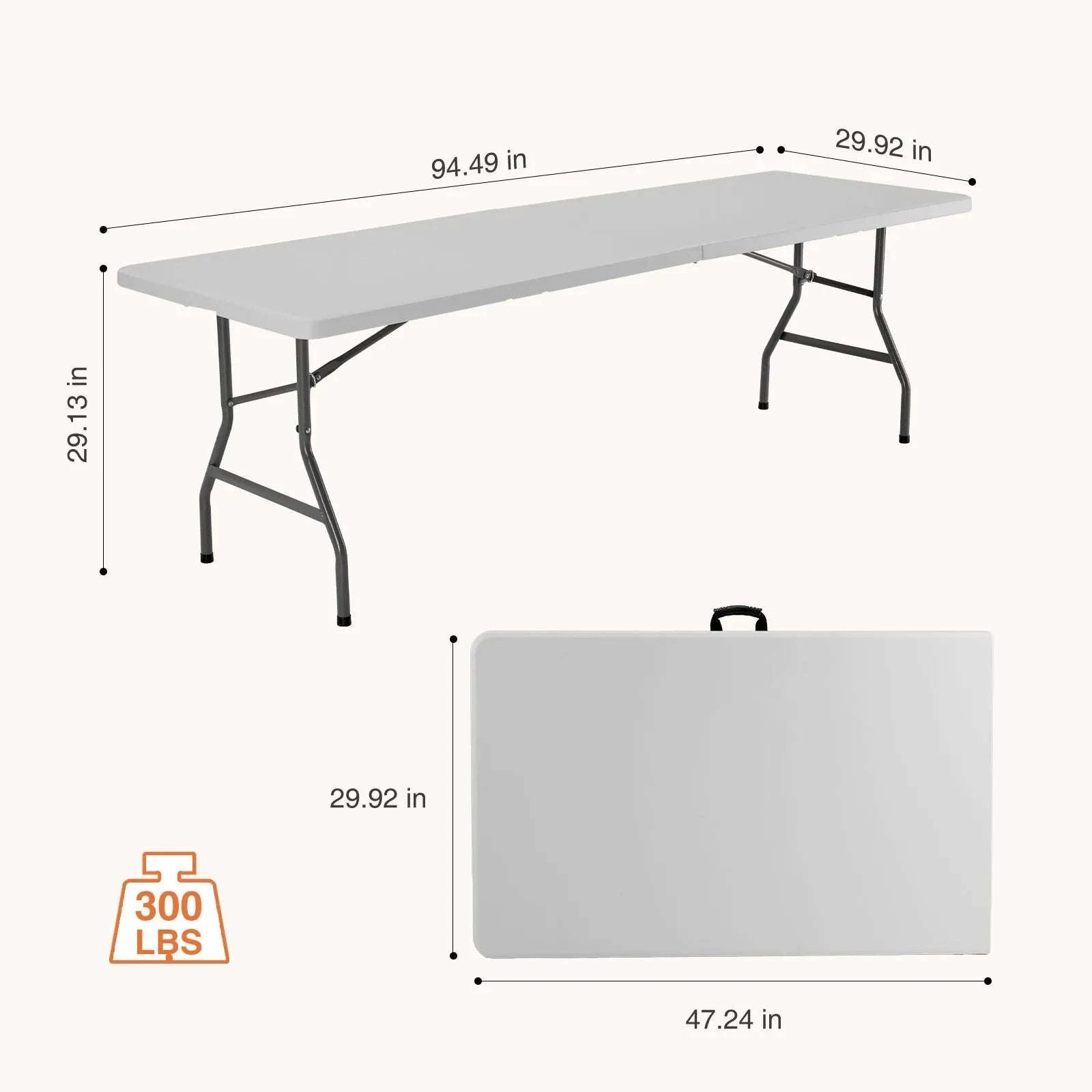 Foldable Portable Table with Handle and Safety Lock for Camping-8FT / United States