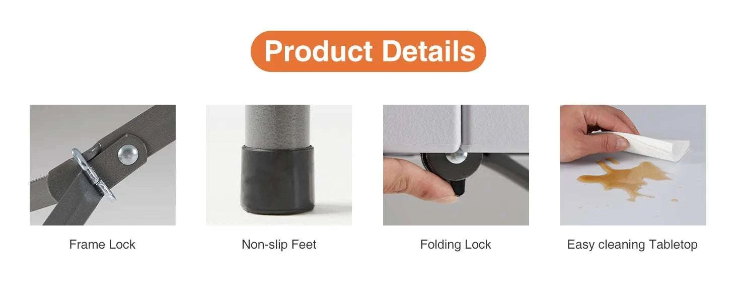 Foldable Portable Table with Handle and Safety Lock for Camping-8FT / United States