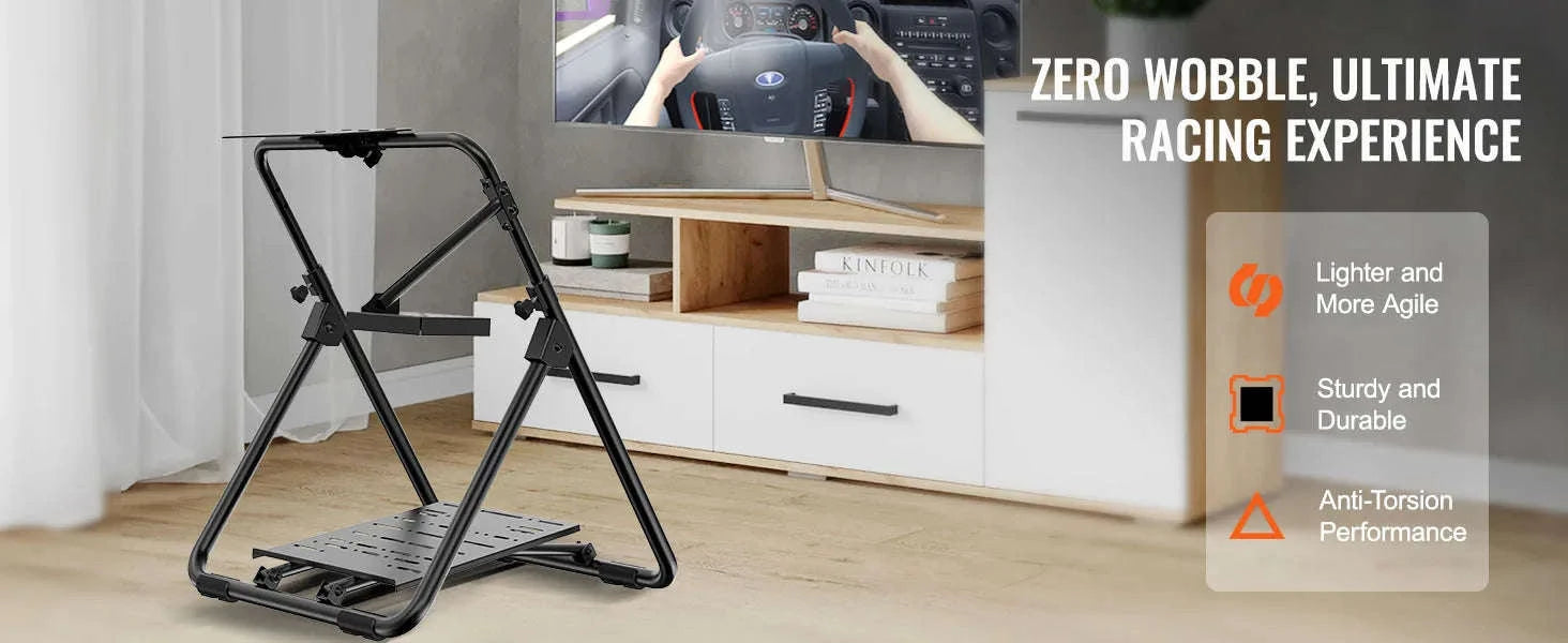 Foldable Racing Steering Wheel Stand, Height Adjustable, Universal Base-S / 8 inch / france