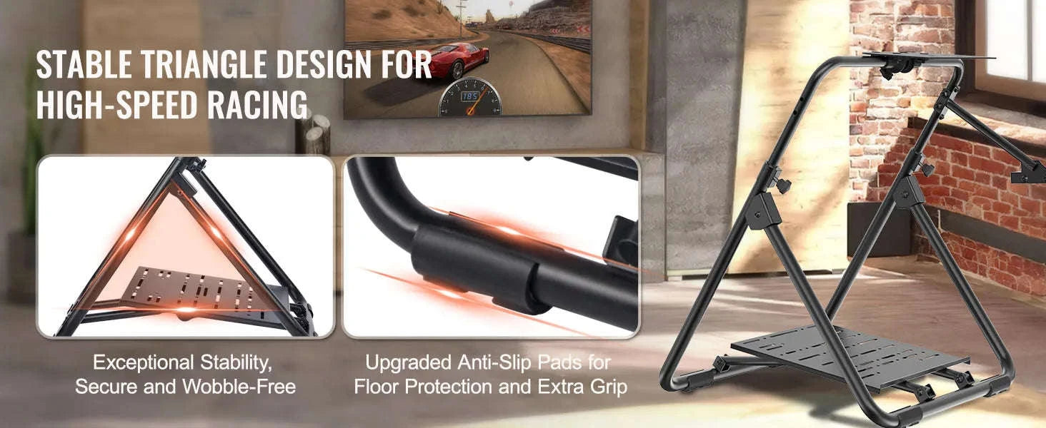 Foldable Racing Steering Wheel Stand, Height Adjustable, Universal Base-S / 8 inch / france