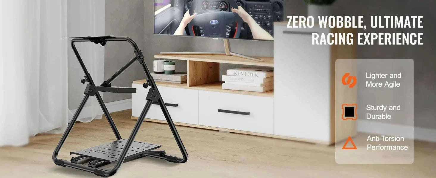Foldable Racing Steering Wheel Stand, Height Adjustable, Universal Base-S / 8 inch / france