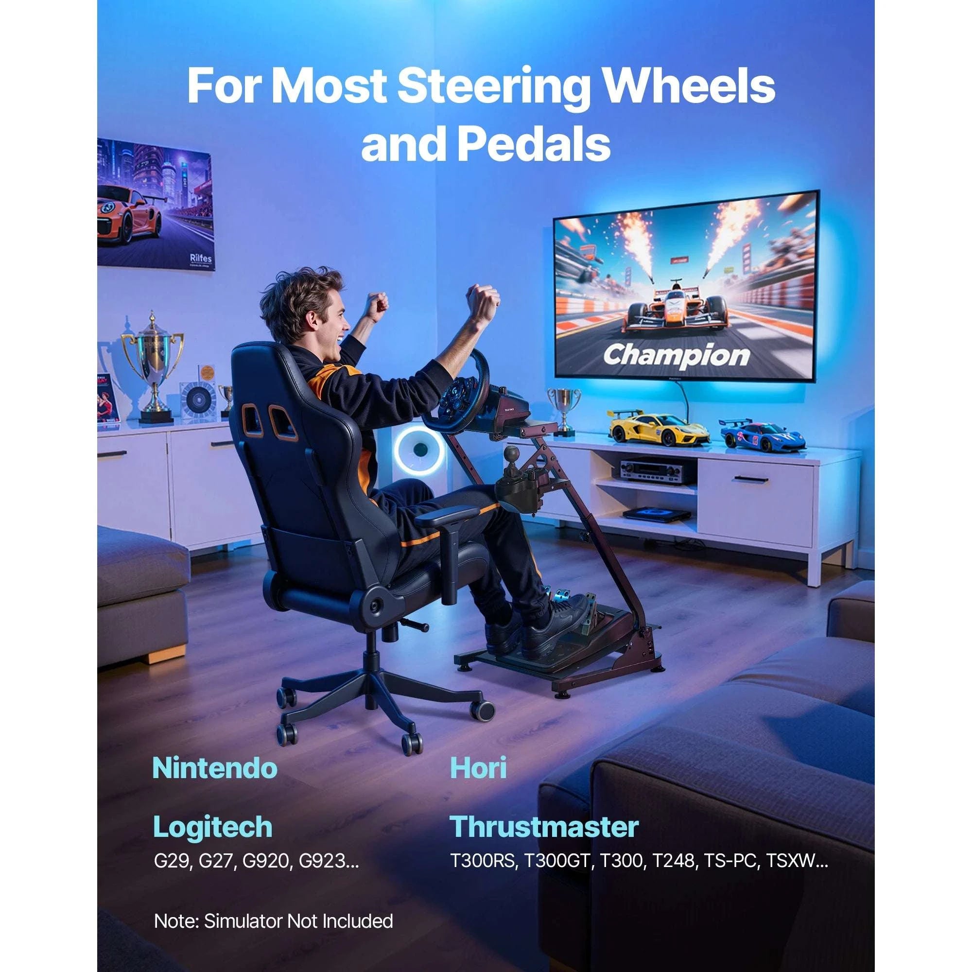 Foldable Racing Wheel Stand for Logitech, Thrustmaster & More-United States