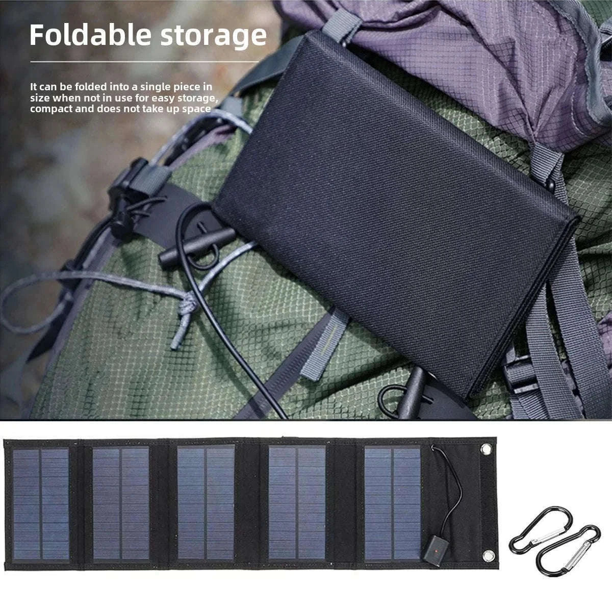 Foldable Solar Charger Panel 5V USB Waterproof Portable Charger for Phone and Power Bank-4 Fold Camouflage