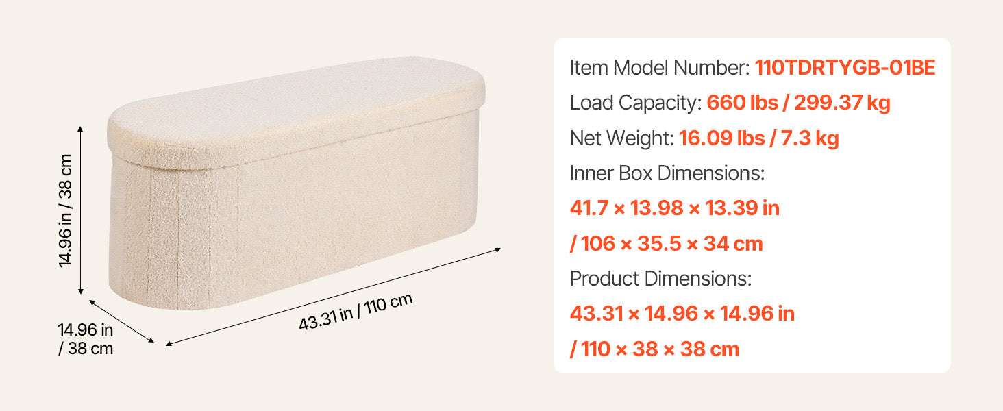 Foldable Storage Ottoman Bench with Hidden Compartments, 660lb Support-square gray Type1 / United States