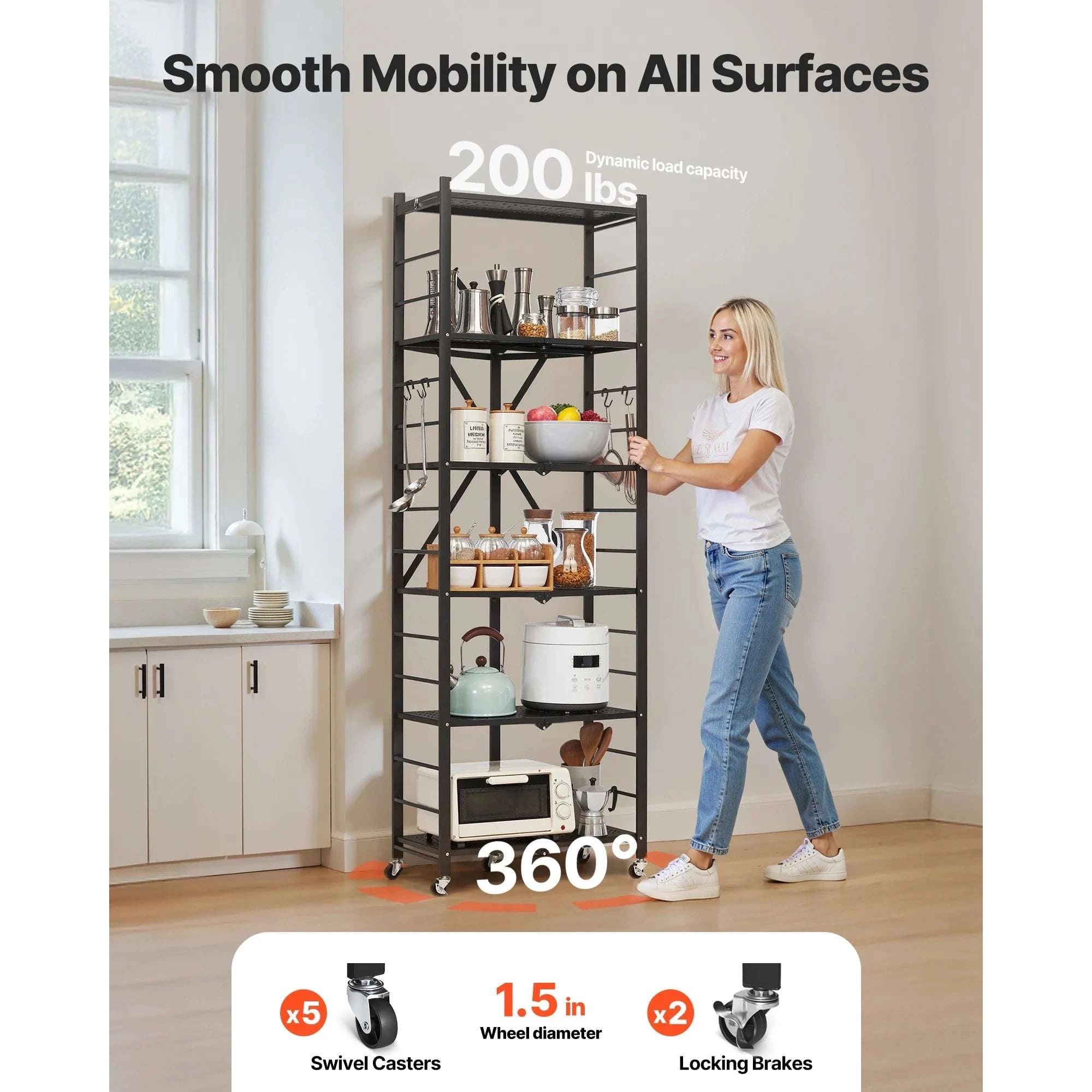 Foldable Storage Shelf with Wheels Heavy Duty Multi-Tier Organizer-4 Tire 13x28x54in / CZECH REPUBLIC