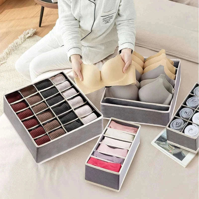 Foldable Underwear Organizer Storage Box for Neat Drawer Storage-Rose 4PCS