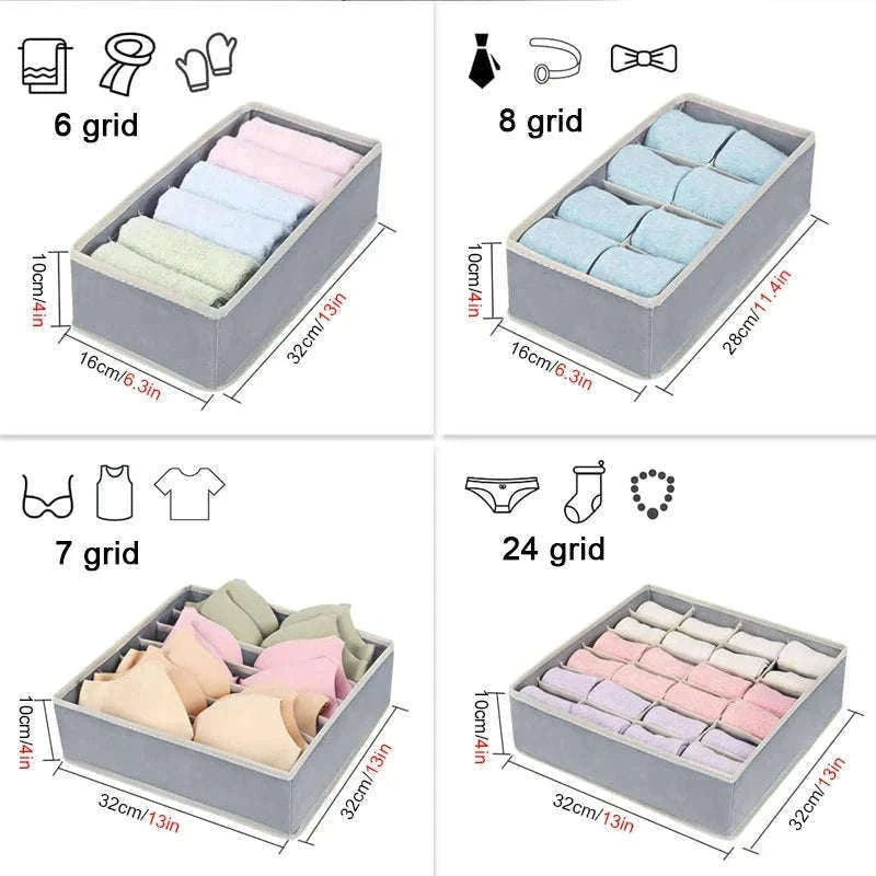 Foldable Underwear Organizer Storage Box for Neat Drawer Storage-Rose 4PCS