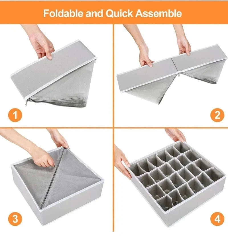Foldable Underwear Organizer Storage Box for Neat Drawer Storage-Rose 4PCS