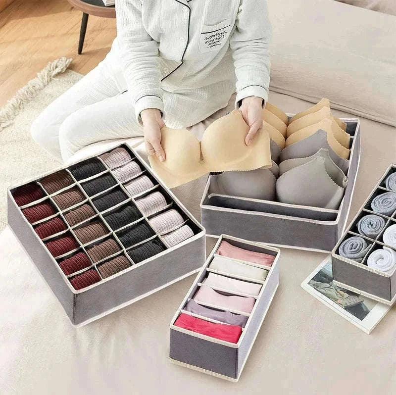 Foldable Underwear Organizer Storage Box for Neat Drawer Storage-Rose 4PCS
