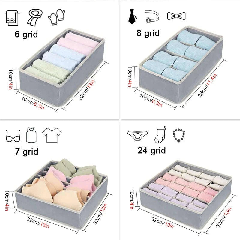 Foldable Underwear Organizer Storage Box-Rose 4PCS