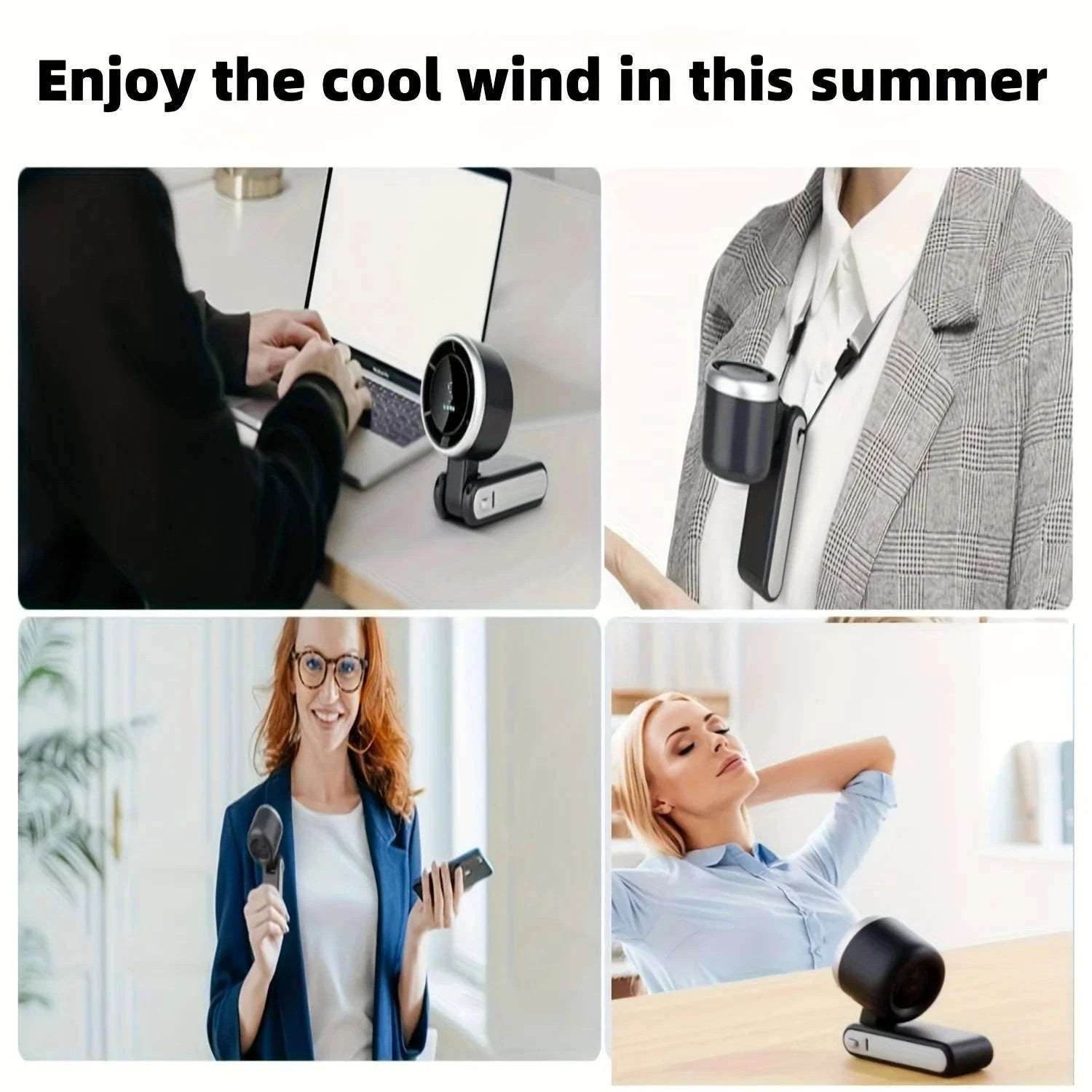Foldable USB Rechargeable Handheld Fan, 5-Speed Quiet Cooling-United States / WHITE