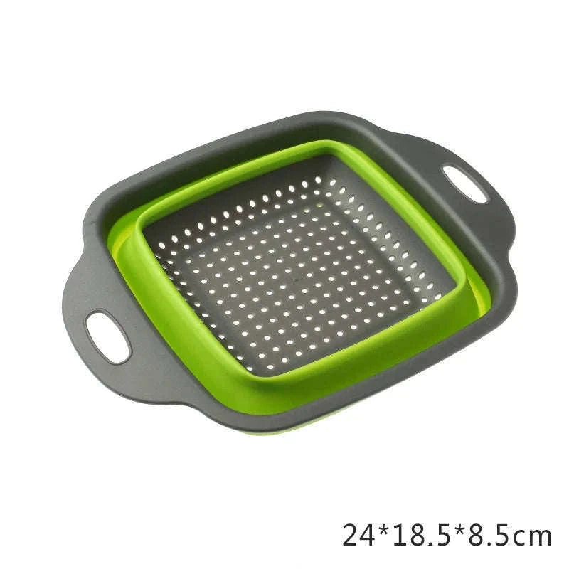 Foldable Vegetable Washing Basket for Easy Rinsing and Storage-Large Green