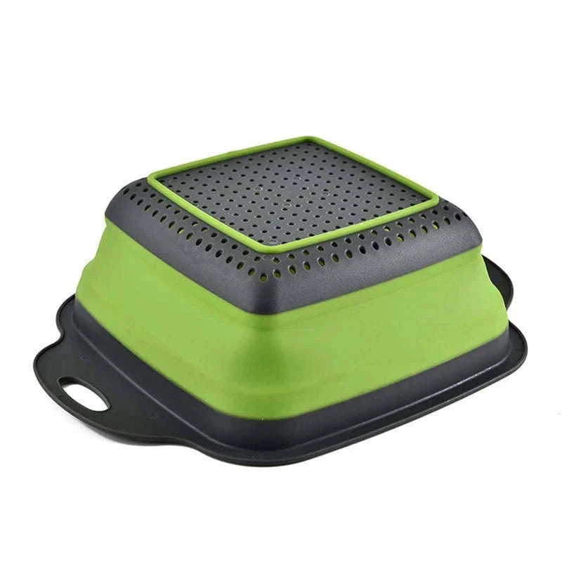 Foldable Vegetable Washing Basket for Easy Rinsing and Storage-Large Green