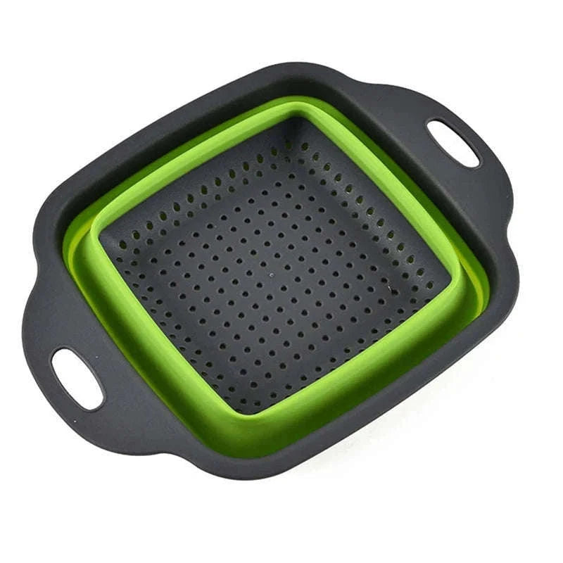 Foldable Vegetable Washing Basket for Easy Rinsing and Storage-Large Green