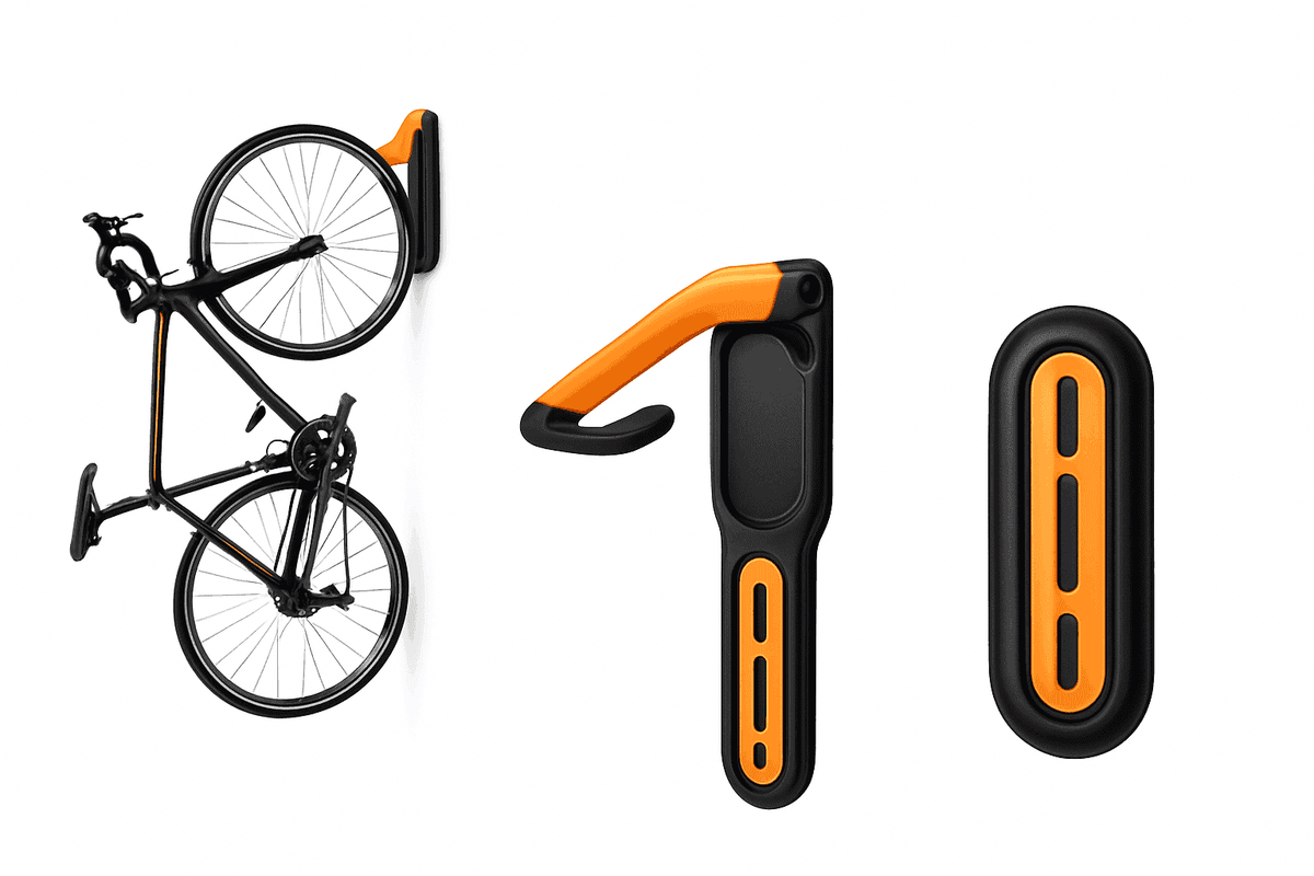 Foldable Wall Mount Bike Rack for Space-Saving Storage-Black and White